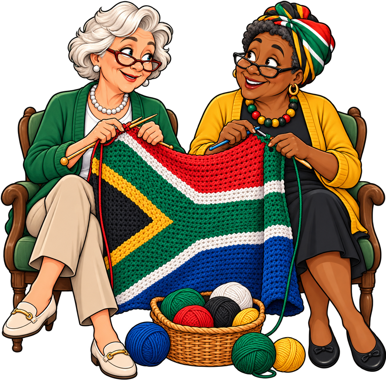 Two neighbours knitting together